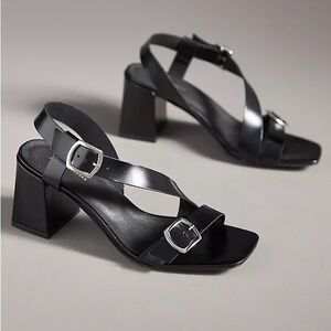 By Anthropologie Asymmetrical Buckle Heels black size 37